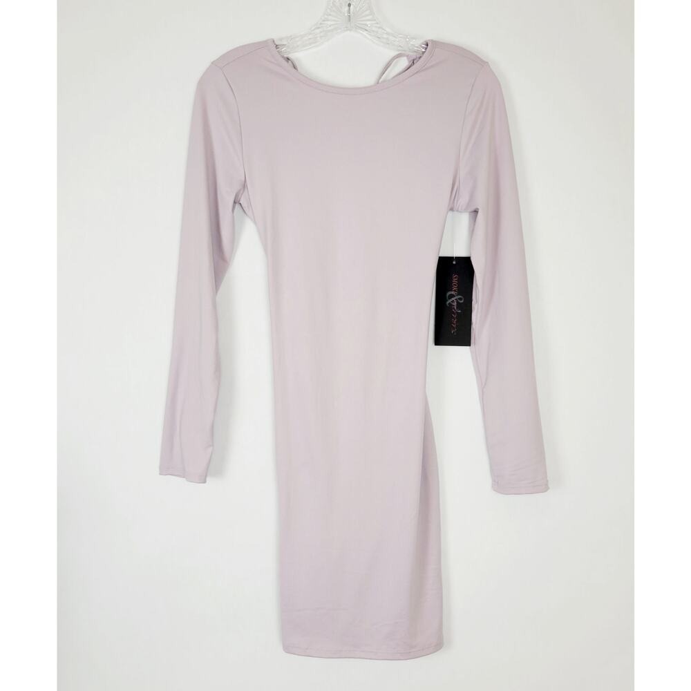 Smoke &‎ Mirrors Lace Up Back Mini Dress Light Lavender Long Sleeve Women's S